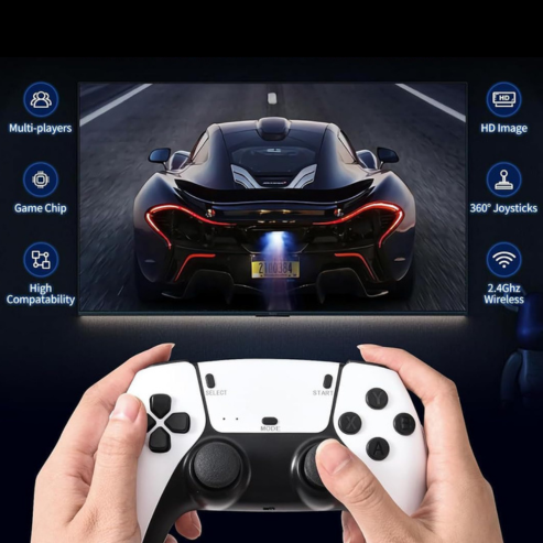 M15 4K Game Stick – Mini console de jeux rétro avec 20 000 jeux intégrés et double contrôleur sans fil 2.4G